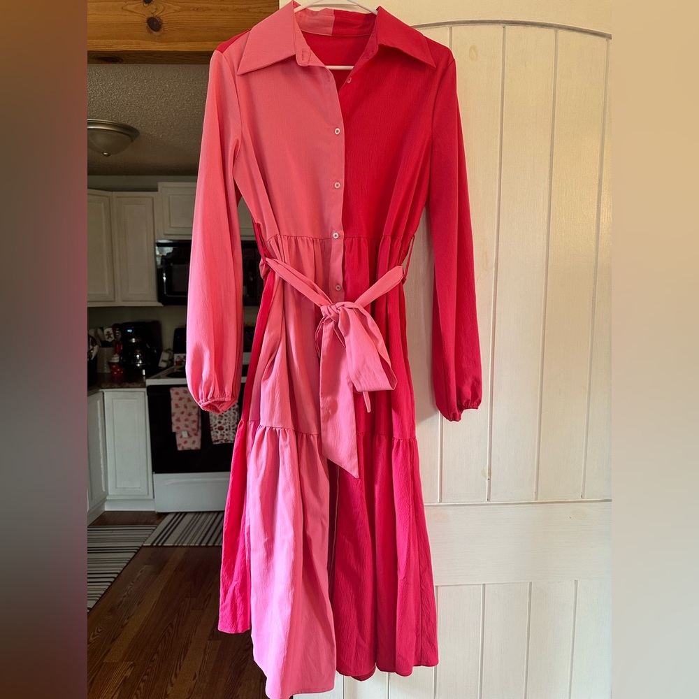 EUC Colorblock Pink Midi Dress